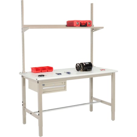 Global Industrial 60x30 Production Workbench ESD Safety Edge, Drawer Upright & Shelf TN 318960TN